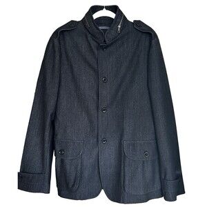 John Varvatos Utility Jacket Pockets Wool Blend Black (Denim-Look)Sz IT 52/US 42